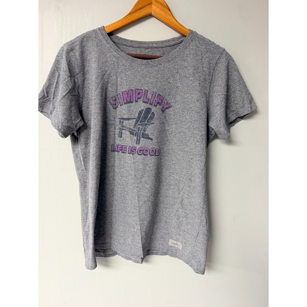 Life Is Good Simplify Adirondack Chair Graphic T Shirt Womens Medium Gray